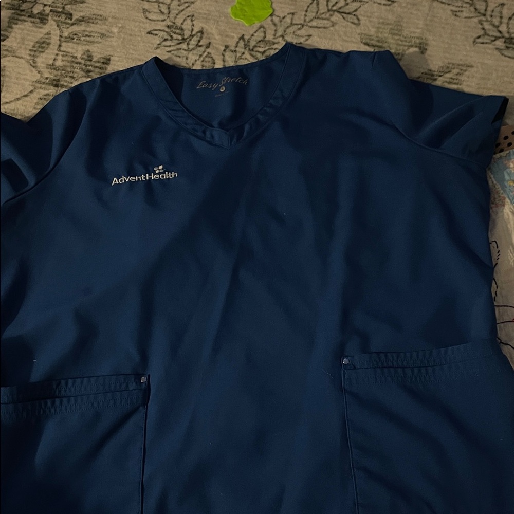 AdventHealth XL Easy Stretch Royal Blue Scrub Top